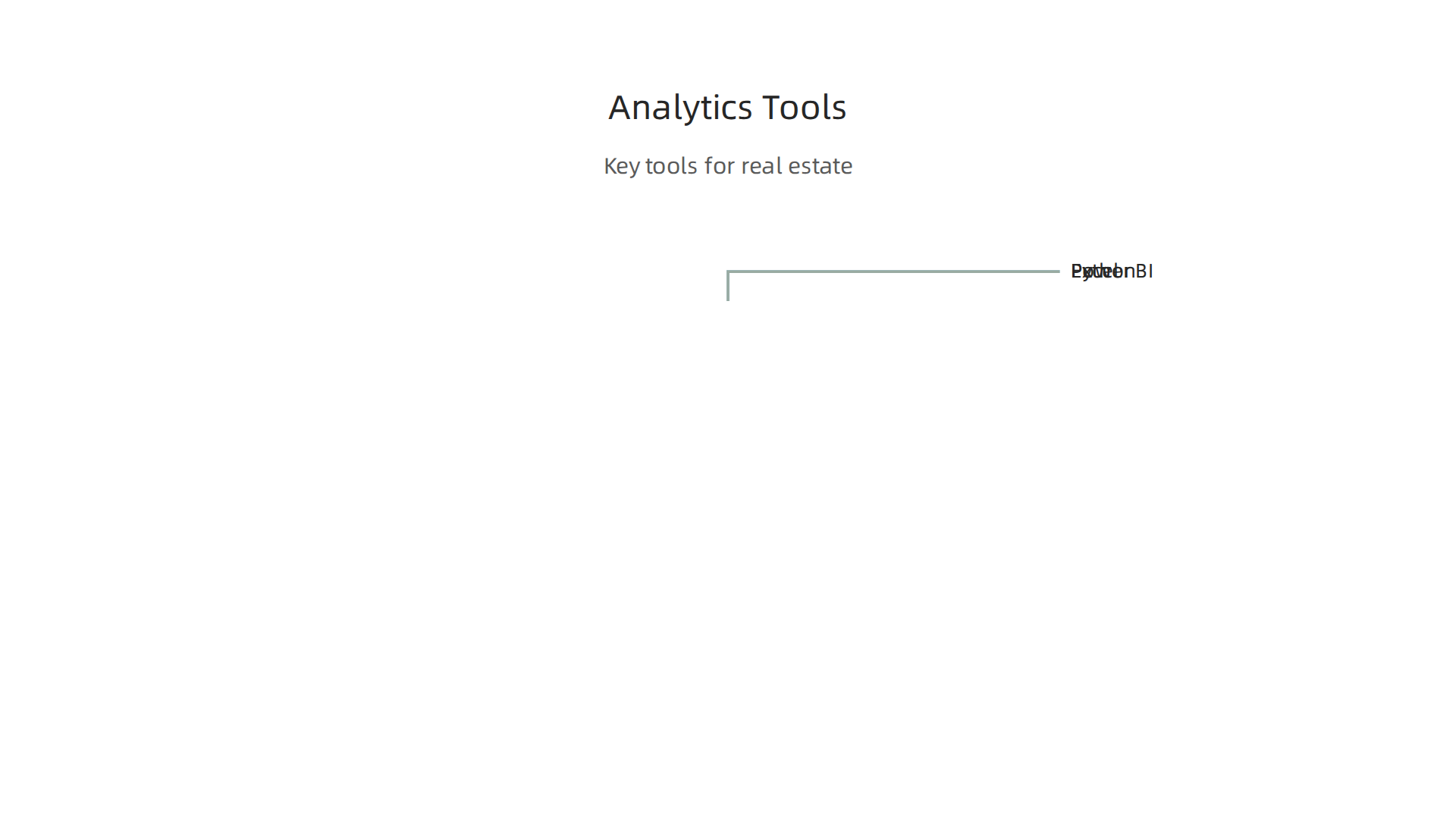 Key industry-standard tools for data analytics in real estate, ranging from spreadsheet software to advanced programming languages.