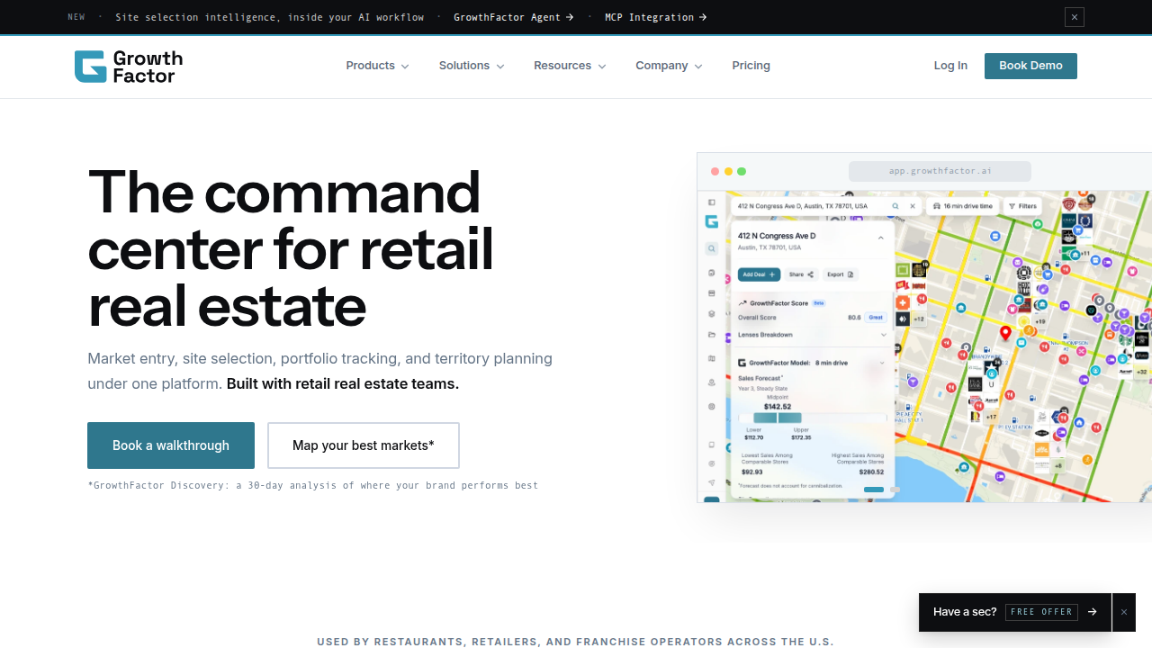 GrowthFactor.ai, a resource for data analytics in real estate, demonstrating the application of data for market predictions.