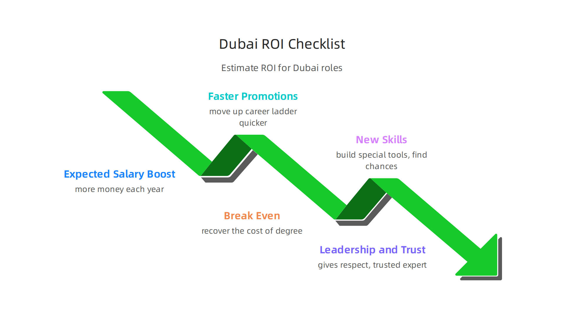 A practical checklist for estimating the return on investment of a data analytics master's degree in the Dubai job market.