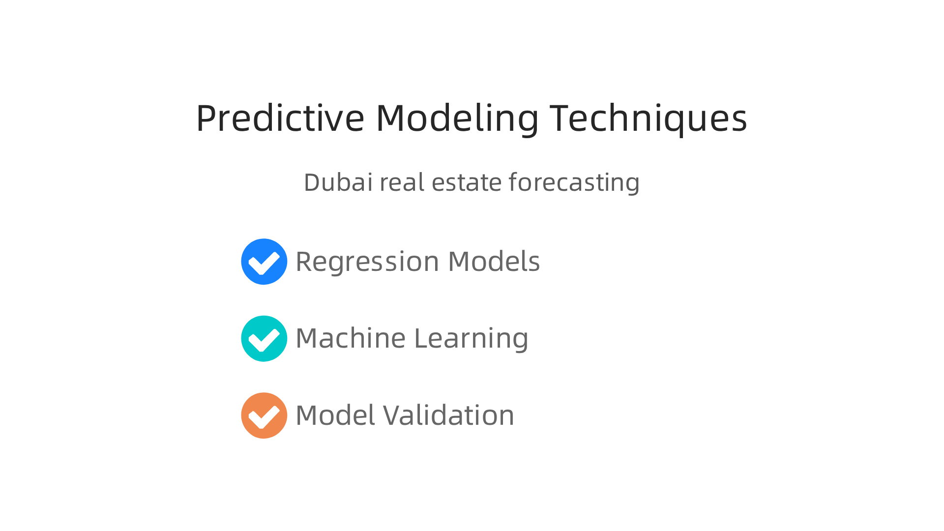 An infographic outlining the advanced analytical techniques used for predictive modeling and property valuation in Dubai.