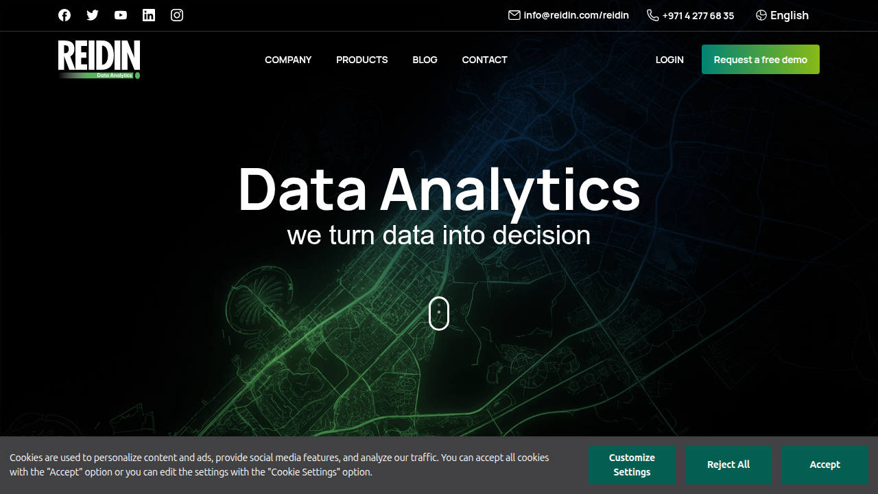 The REIDIN website, a key commercial source for in-depth real estate data and analytics in Dubai.